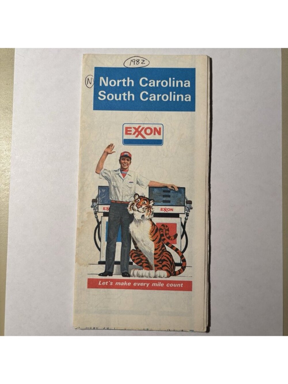 Vintage Exxon Oil Gas North South Carolina US Travel Tour Road Map 1980 Vintage